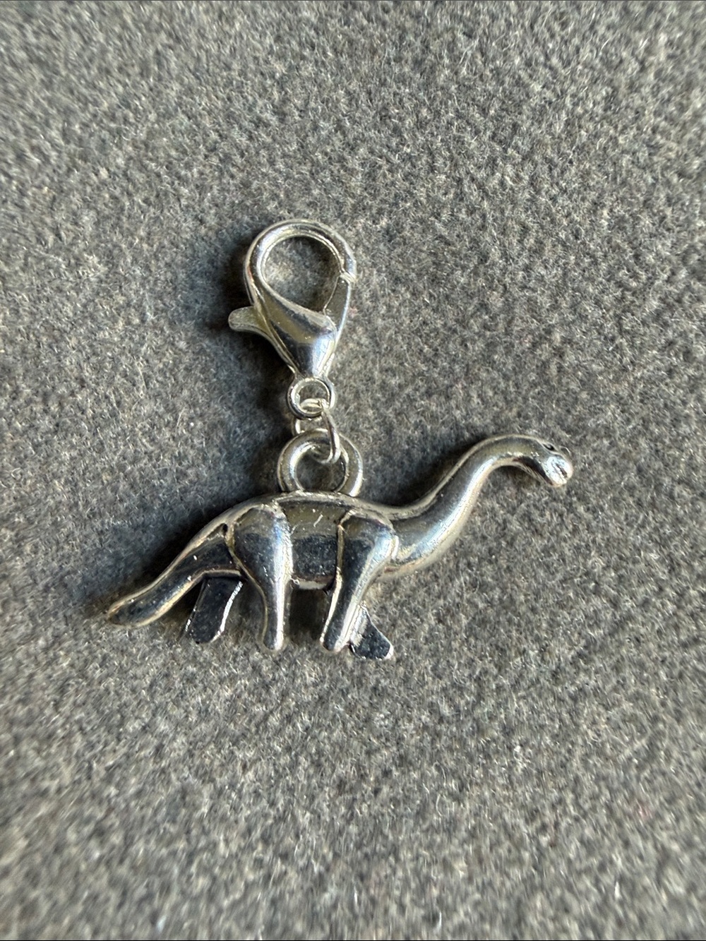 Dinosaur Clip On Charm Silvertone Metal